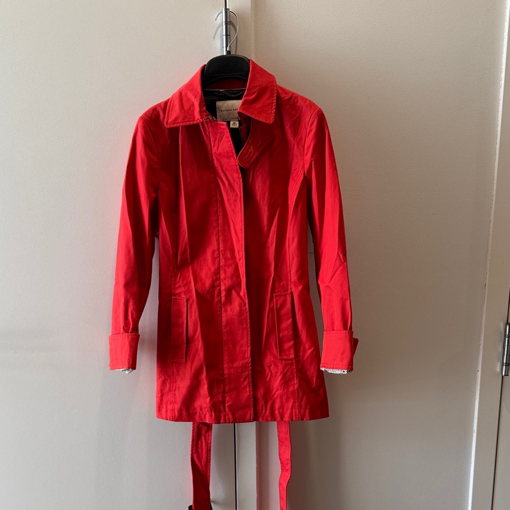 Banana Republic Red Trench Coat size XS